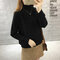 Half-neck Sweater Women's Head Loose Foreign Air Suit New Solid Color Bottoming Sweater - Black