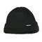 Men Solid Color Knit Plus Velvet Fashion Beanie Hat Outdoor Travel Keep Warm Windproof Ski Cap - Black