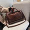 Women Pu Leather Large Capacity Handbag  - Brown
