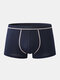 Mens Plain Color Block Stripe Soft Breathable Underwear Soft Boxer Briefs - Black