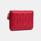 Women Genuine Leather Multi-card Slots Money Clip ID Package Wallet Purse Coin Purse - Wine Red