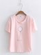 Women's T Shirt Cute Cartoon Balloon Pattern Short Sleeve Top - Pink