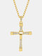 Trendy Hip Hop Inlaid Rhinestones Activity Cross-shaped Pendant Alloy Necklace - Gold
