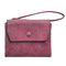 Women Solid Short Wallet 6 Card Slot Coin Purse Bifold Clutch Bag - Wine Red