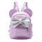 Women Cute Shape Contrast Bow Tie Embellished Backpack Multi-function Crossbody Bag - Purple