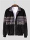 Mens Vintage Ethnic Knitting Pattern Long Sleeve Soft Casual Jackets - Black