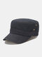 Men Washed Cotton Solid Color Rivets Sunshade Casual Military Hat Flat Cap - Gray