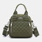 Women Nylon Diamond Crossbody Bag Backpack - Army Green