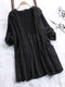 Casual Solid Color Long Sleeve Plush Coat for Women - Black