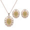 Elegant Jewelry Set Opal Hollow Oval Necklace Earrings Set - Yellow