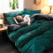 3/4 قطعة AB Sided Thicken Corduroy Velvet Winter Bed Set Full Queen King حجم غطاء لحاف - أخضر