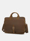 Menico Men's EDC Leather Vintage Casual Briefcase Multifunctional Organizer Waist Bag Computer Bag - Brown