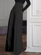 Mujer Liso Casual Pierna ancha Pantalones Con bolsillo - Negro