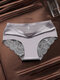 Lace Seamless Cotton Crotch Soft Mid Rise Panties - Grey
