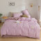 4Pcs Plaid Style Winter New Bedding Set Home Sheet Duvet Cover Pillow Case Double Single Size - Purple