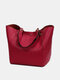JOSEKO महिला पु चमड़ा रेट्रो सरल कंधे बैग बहुआयामी भंडारण हैंडबैग फैशन बैग - लाल शराब