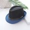 Men Vogue Color Matching Polyester Crimping Jazz Cap Bucket Hat Beach Cap Travel Breathable Sun Hat - Black