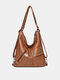 Women Vintage Faux Leather Rivet Waterproof Backpack - Brown