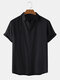 Mens Solid 6 Color Breathable Turn-Down Collar Casual Shirt - Black