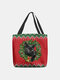 Women Felt Christmas Cat Pattern Patchwork Handbag Shoulder Bag Tote - Red