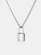 Vintage Metal Lock Pendant Necklace Geometric Stainless Steel Lock Clavicle Chain - Silver