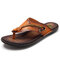 Men Clip Toe Comfortable Soft Water Flip Flops Casual Beach Slippers - Brown