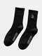 2 paires de chaussettes chaudes en tube moyen anti-dérapant en coton brodé pour femmes - #07