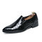 Men Microfiber Leather Pointed Toe Casual Formal Dress Shoes - Black