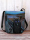 Women Black Cat Pattern Painting Crossbody Bag Shoulder Bag - Blue