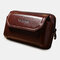 Men 6.3 Inch Solid Genuine Leather Belt Phone Bag - #04