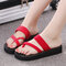 Women Clip Toe Comfy Non Slip Casual Beach Platform Slippers - Red