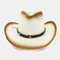 Men & Women Big Eaves Sun Hat Spray Paint Cowboy Straw Hat - White