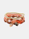 Legierung Perlen Vintage Böhmisches ethnisches elastisches Seil Herzform Colorful Mehrschichtiges Armband - #04