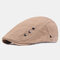 Mens Washed Cotton Beret Caps Outdoor Sport Adjustable Visor Forward Hat - Khaki