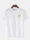 Mens 100% Cotton Banana Printed Round Neck Casual Short Sleeve T-shirts - White