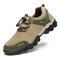 Men Outdoor Cowhide Leather Slip Resistant Soft Sole Casual Hiking Shoes - Khaki