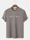 Mens Knit Textured Script Embroidery Casual Short Sleeve T-Shirts - Khaki