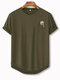 Mens Rose Print Crew Neck Sporty Short Sleeve T-Shirt - Green