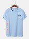 Mens Tokyo Cherry Blossoms Side Print Short Sleeve T-Shirts - Blue