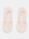महिलाओं सिलिकॉन गैर पर्ची पत्ता पैटर्न फीता अदृश्य नाव मोजे सांस उथले मुंह लोचदार मोजे - हल्का गुलाबी