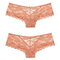 Sexy Hollow See Through Lace Butt Lifter Low Rise Panties - Light Orange