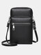 JOSEKO Men's PU Leather Solid Color Casual Zipper Messenger Bag Outdoor Shoulder Tooling Bag - Black