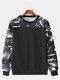 Mens Cotton Camouflage Patchwork Long Sleeve Sweatshirt - Black