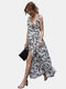 Backless Bohemian Floral Print Sleeveless Maxi Dress - White