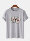 Mens Poker Playing Card Graphics 100% Cotton Casual Short Sleeve T-Shirts - Gray