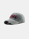Unisex Washable Distressed Cotton Letter Embroidery Fashion Sunscreen Baseball Caps - Gray