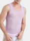 Men Sexy See Through Underwear Tank Tops Thin Breathable Stretch Plain Undershirts - Purple