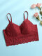 Plus Size Women Lace Jacquard Breathable Lightly Padded Soft Cozy Sleep Bra - Red