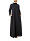 Solid Color Stand Collar Long Sleeves Casual Maxi Dress - Black