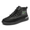 Men High Top Patchwork Lace Up Sport Casual Skate Shoes - Black